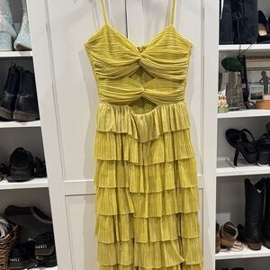 Gianni Bini Yellow Tiered Ruffle Maxi Dress